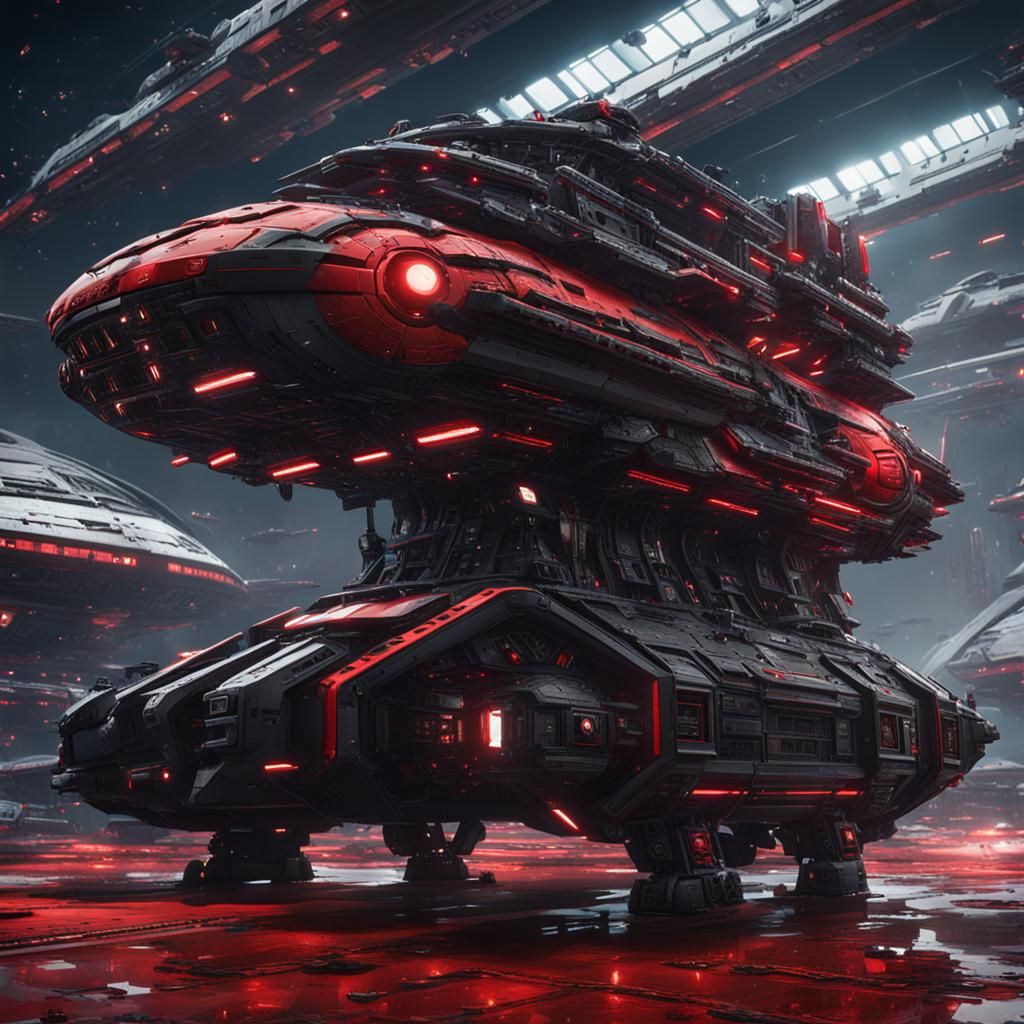 Futuristic Space Cruiser in Deep, Fantastical Colors