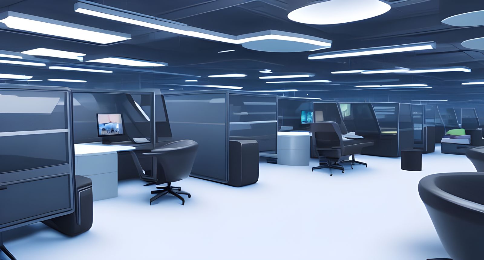 Cyberpunk Futuristic Office Space