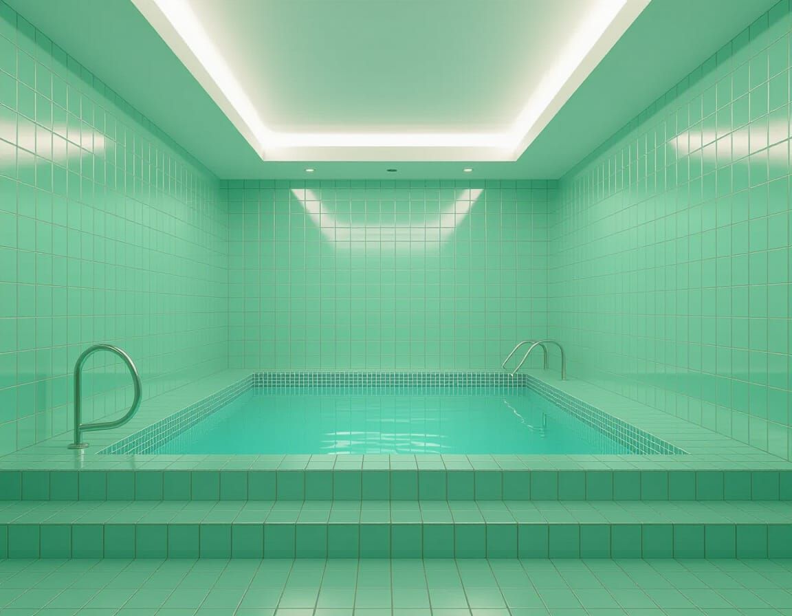 Liminal Pool Room Hallway in Hyperrealistic 3D Render