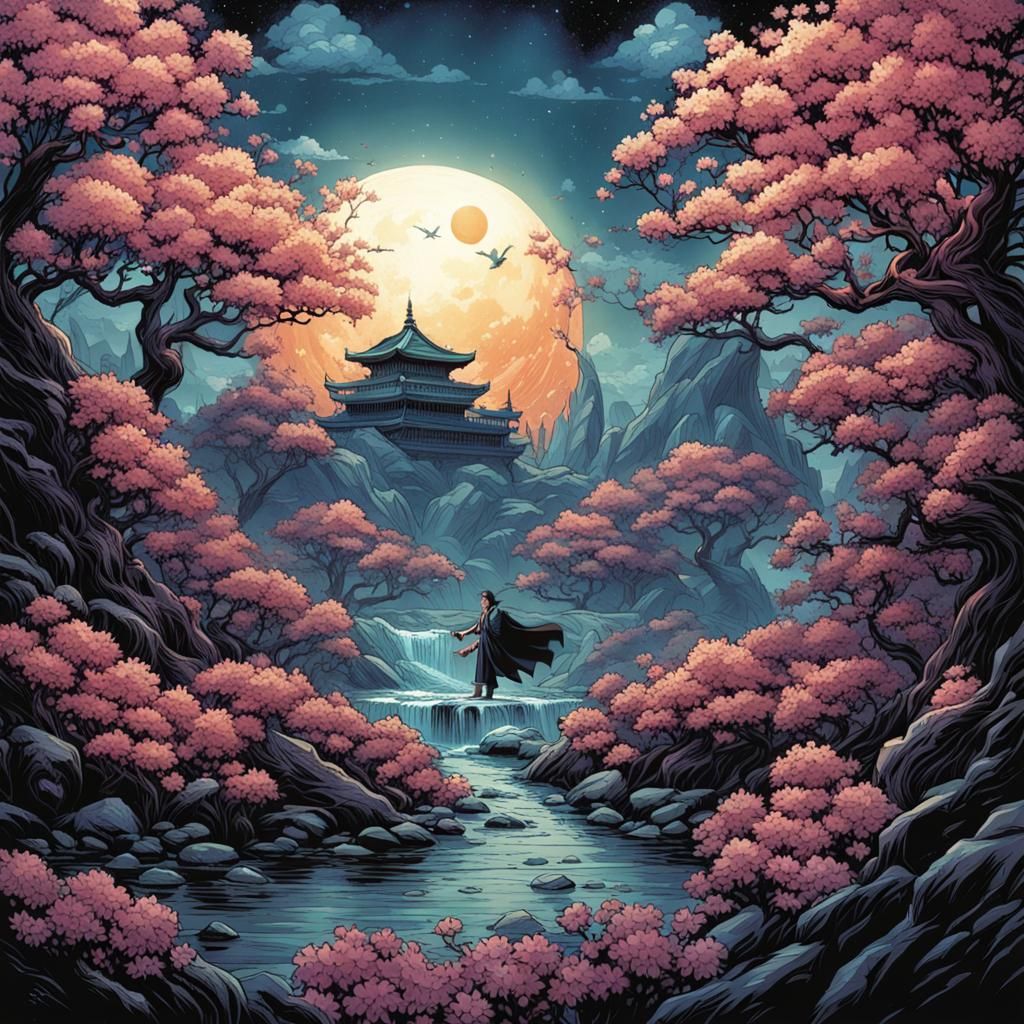 Surreal Blossom in Comic Book Art Style