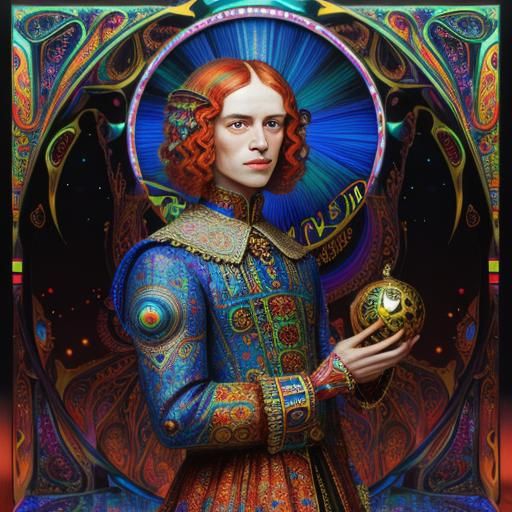 Elegant Psychedelic Portrait in Hyperrealistic Style