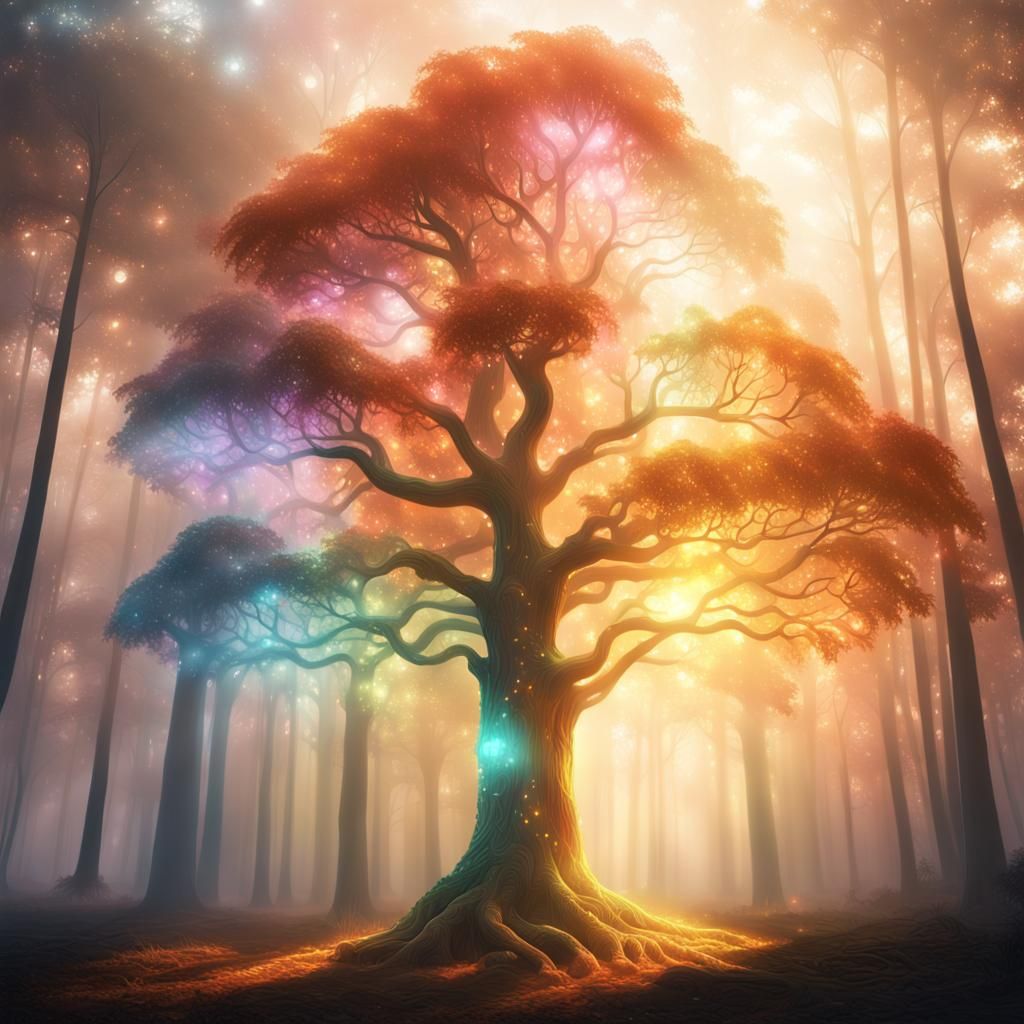 Enchanted Glass Oasis in Mysterious Forest