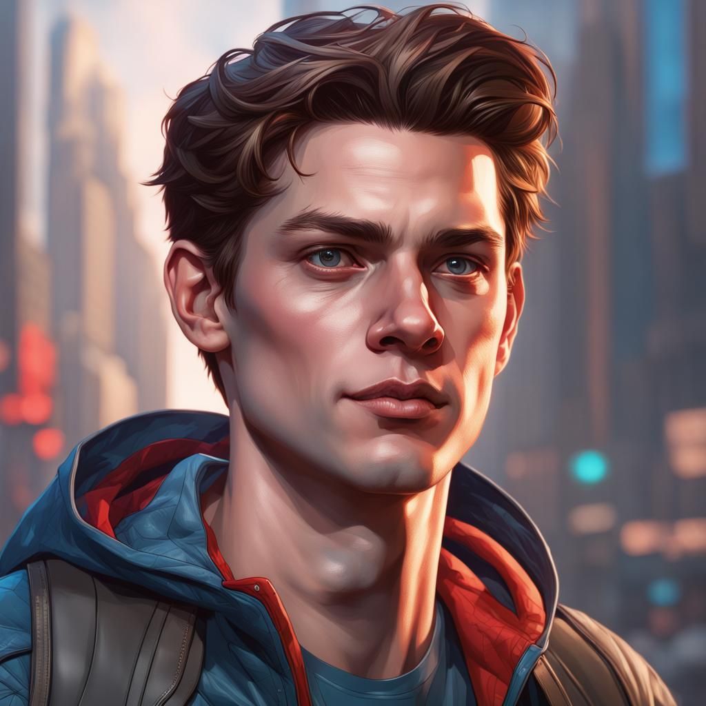 Peter Parker in Triadic Color Concept Art