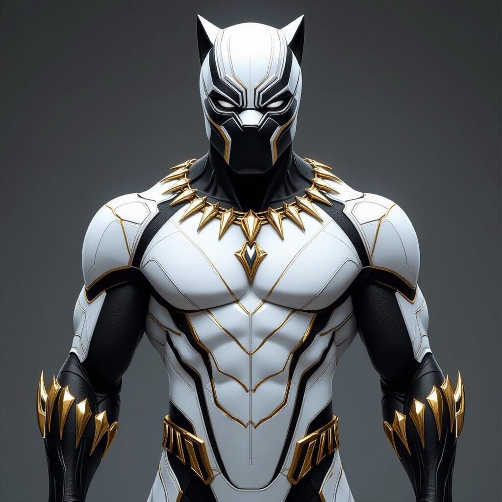 White Vibranium Suit with Gold Accents, Black Panther Style