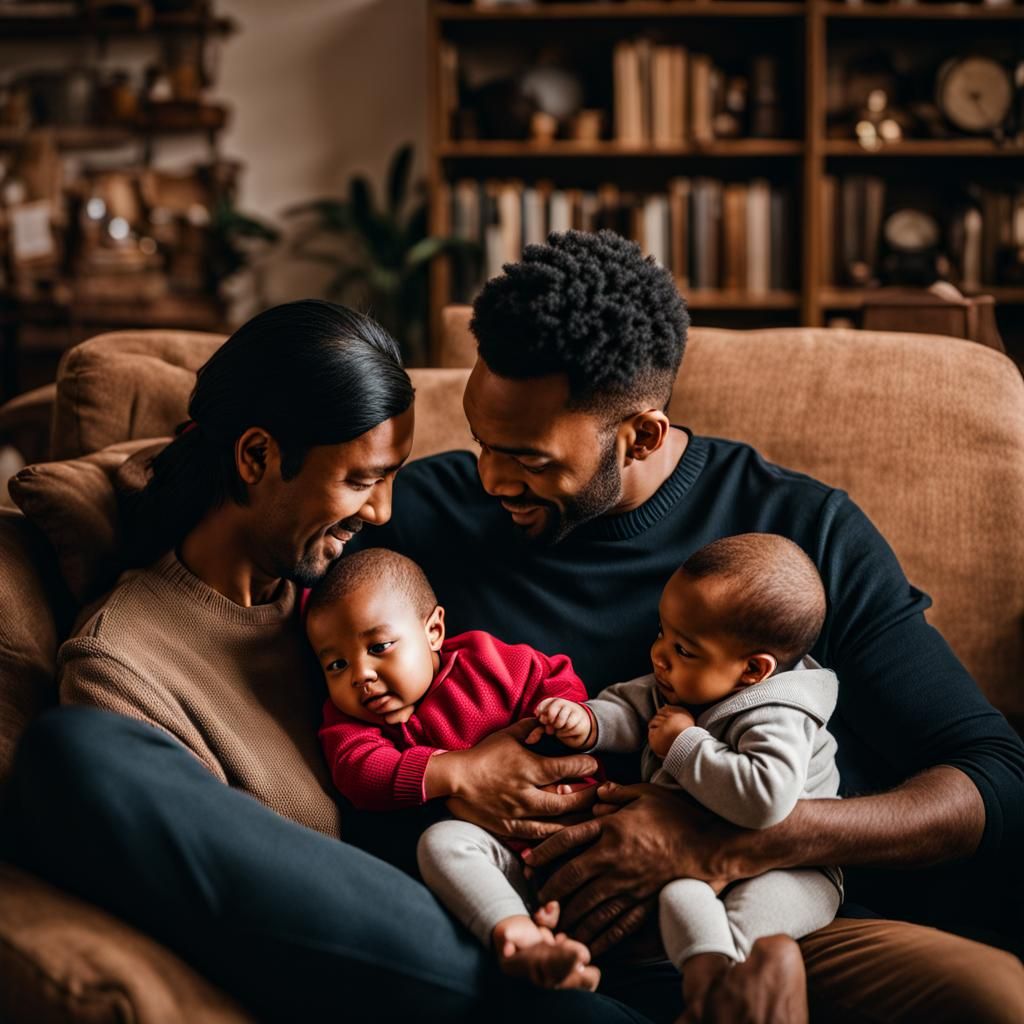 A Loving Father Surrounded by His Children in a Cozy Home