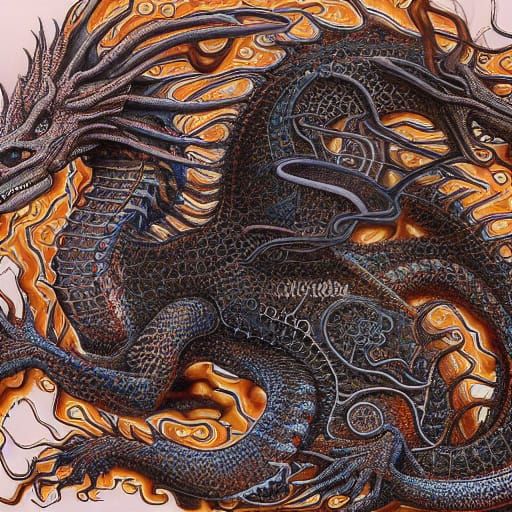 Realistic Dragon Chaos Engine in Deep, Rich Colors