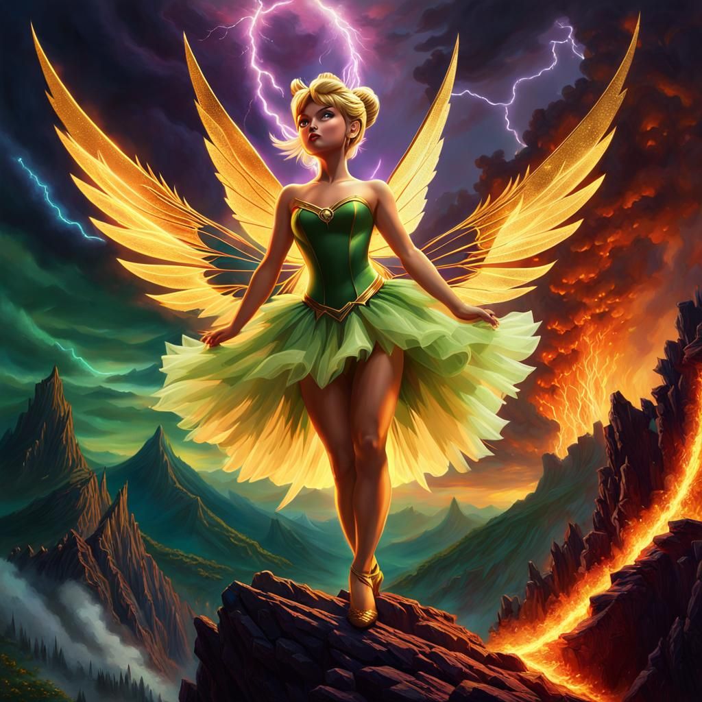 Tinkerbell Climbs Fiery Mount Doom in Dark Fantasy Cinematic