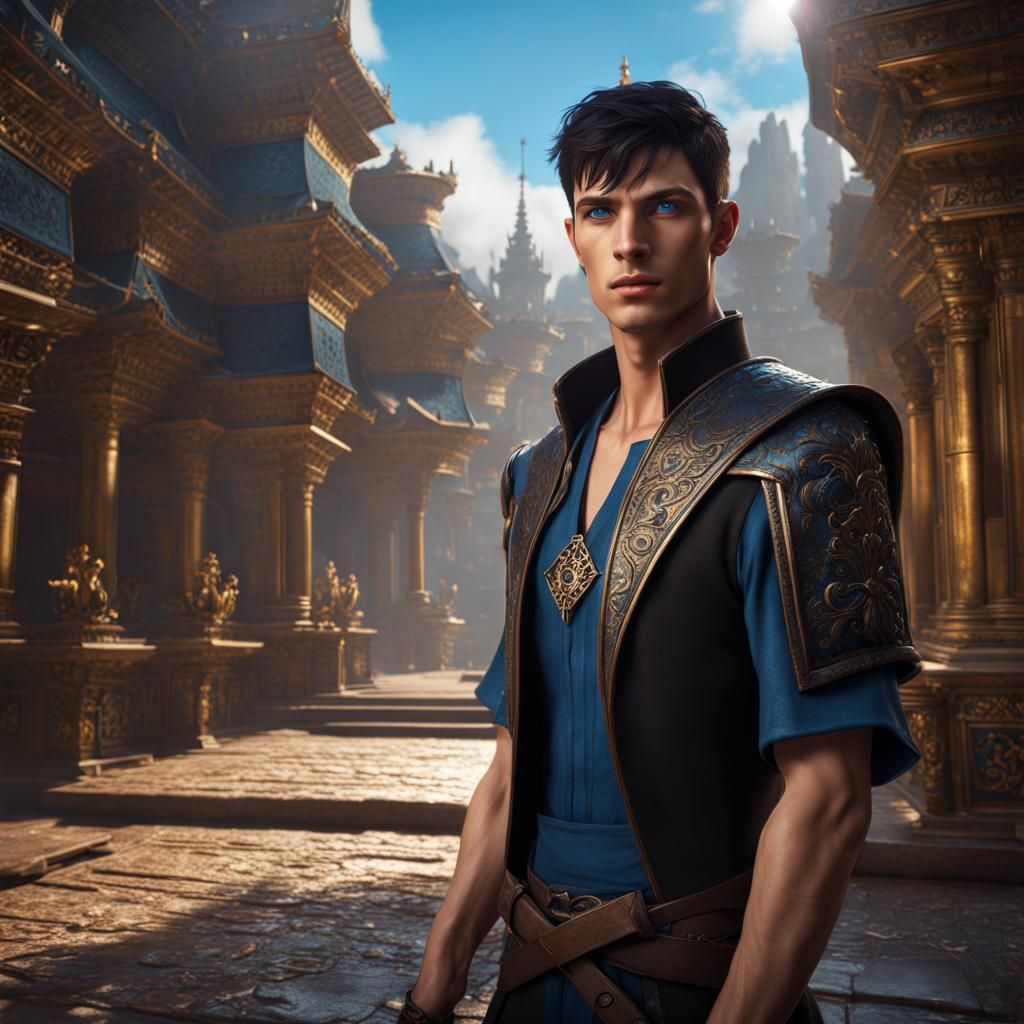 Majestic Arabian Prince in Vibrant Fantasy Landscape