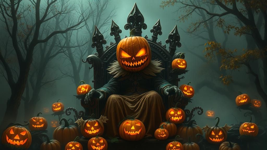 Jack O'Lantern King on Pumpkin Throne