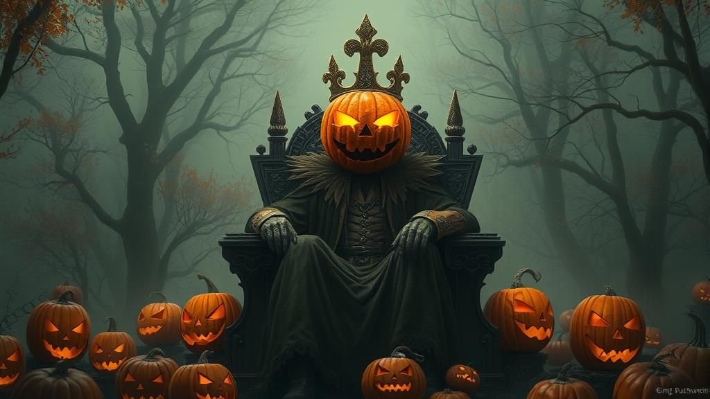 Jack O'Lantern King on Pumpkin Throne