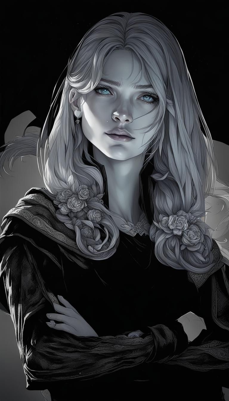 Ethereal Goddess in Dynamic Lighting, Triadic Colors