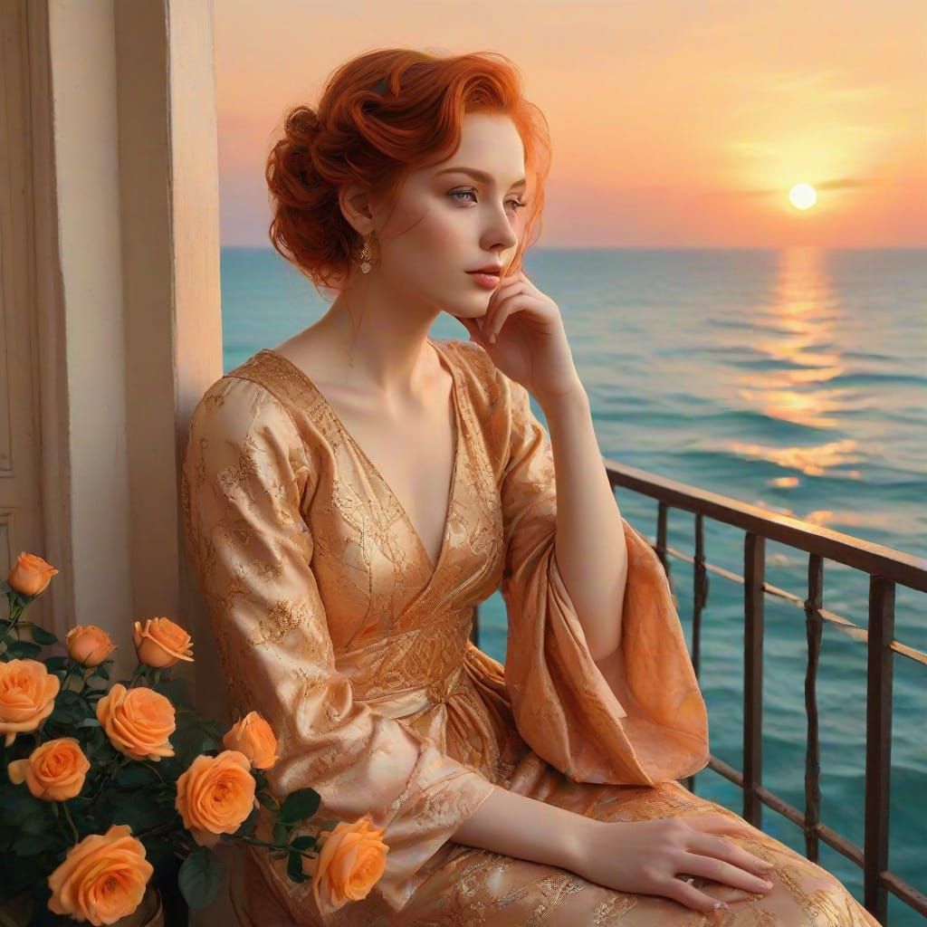 Art Nouveau Portrait with Golden Accents