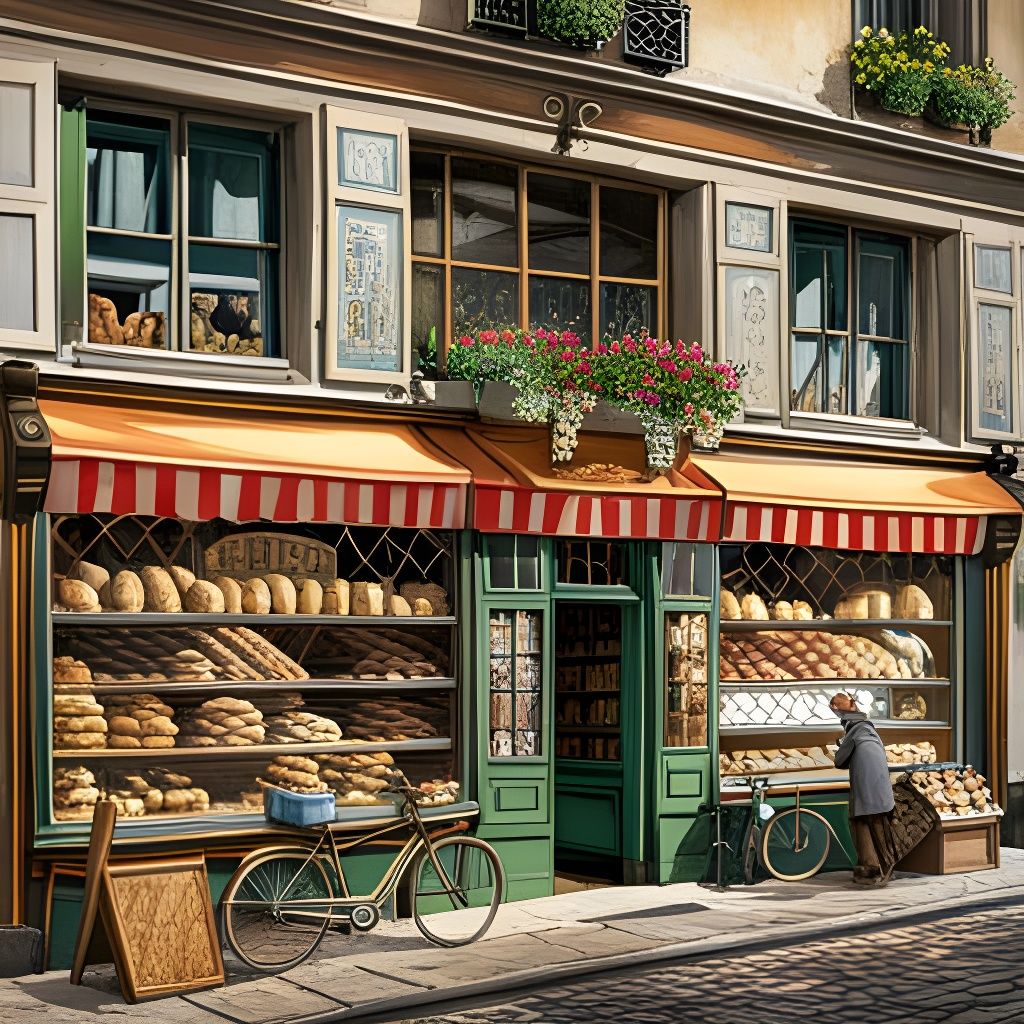 Old World Bakery Windows in Photorealistic Detail