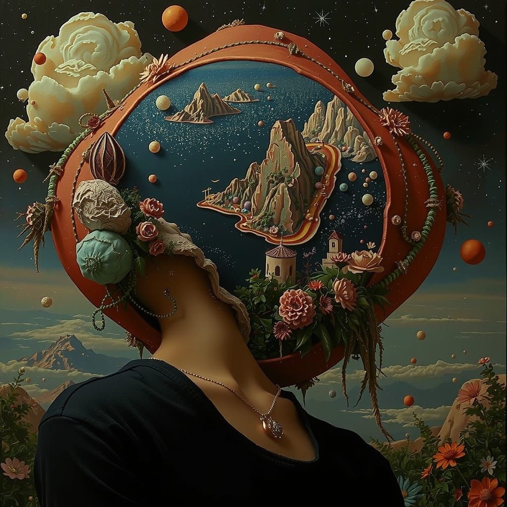 Dreamlike Amoeboid Landscape Painting