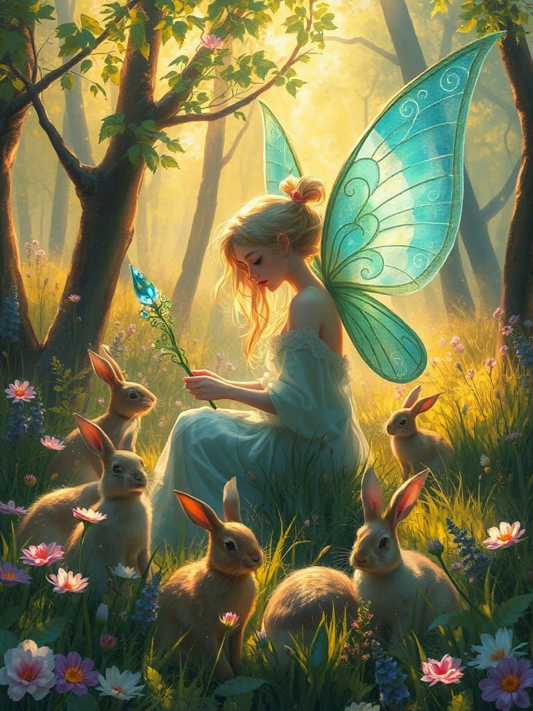 Whimsical Fairy in Lush Forest Glen