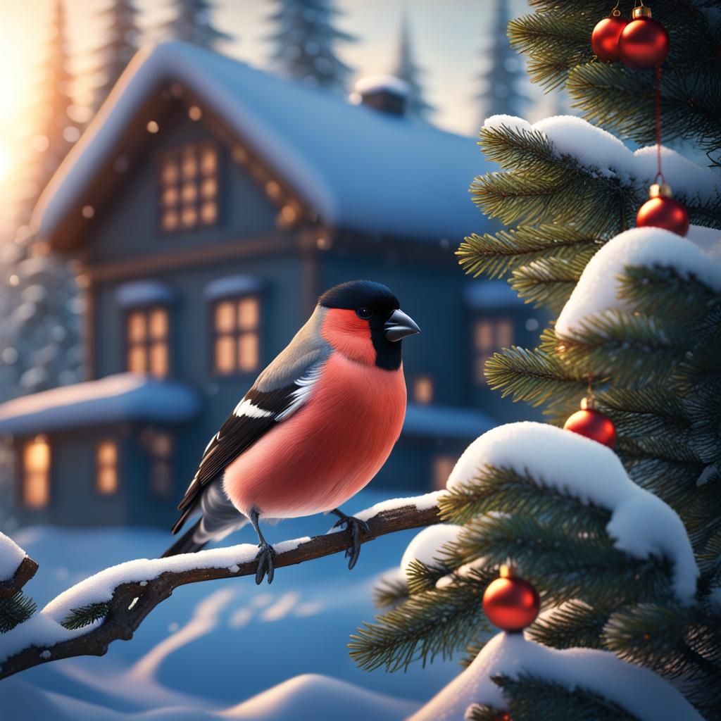 Surreal Winter Wonderland Scene in Fantastical Style