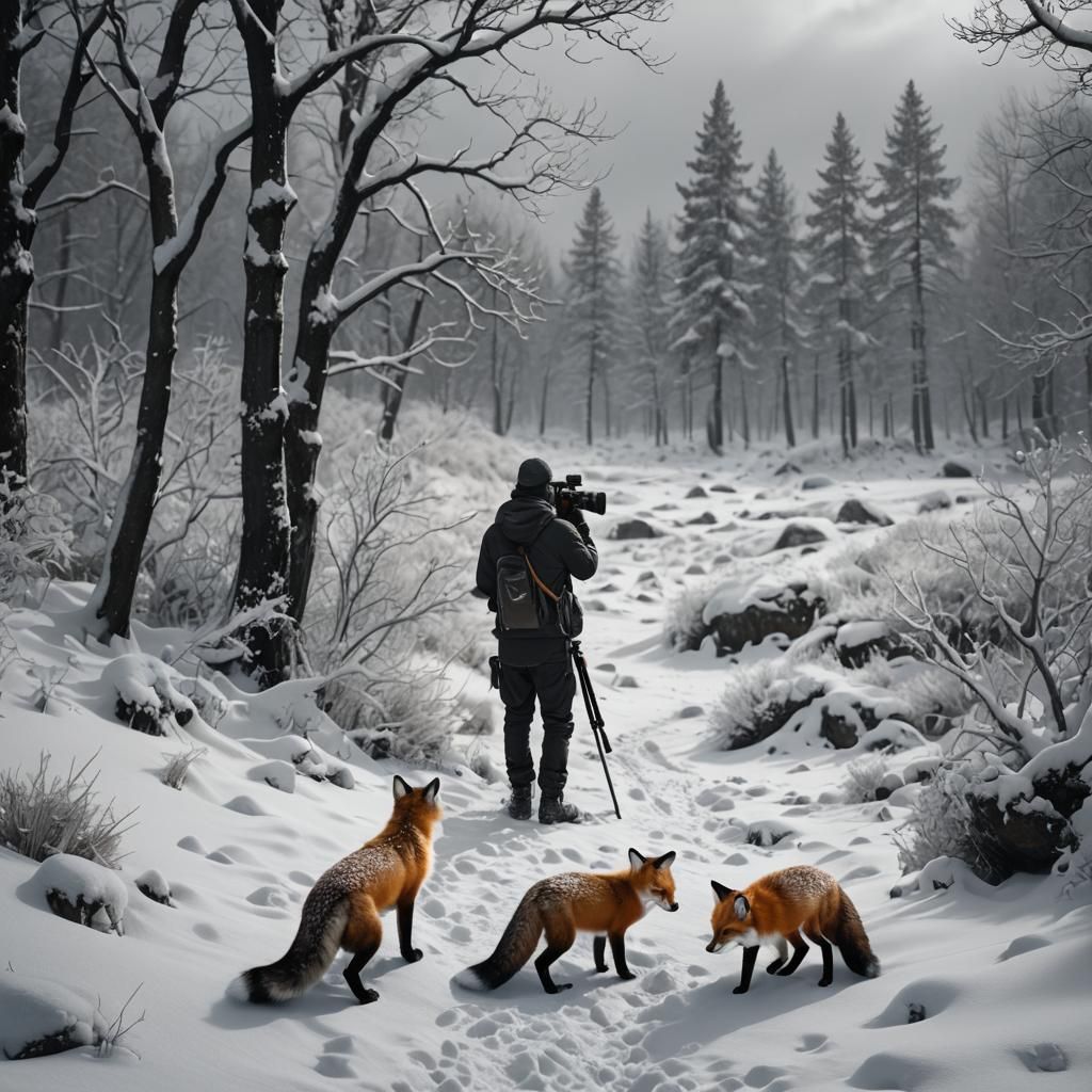 Black and White Fox in Snow: A Photographer's Moment