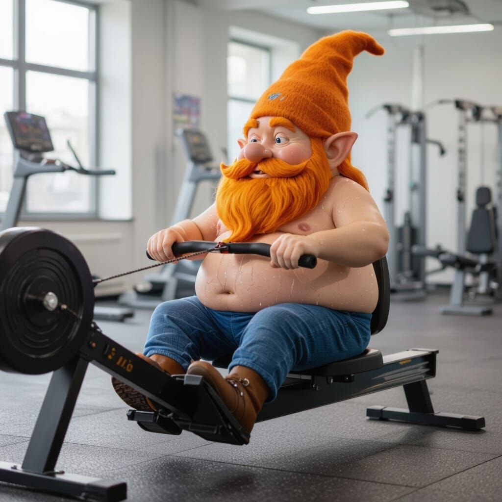 Sweaty Gnome's Gym Workout on Rowing Machine