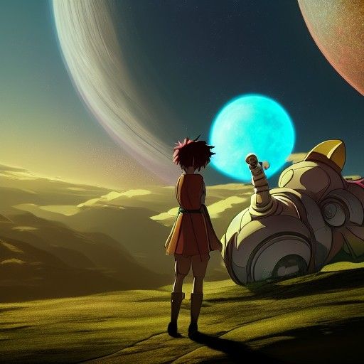 Cosmic Clash in Vibrant Anime Style