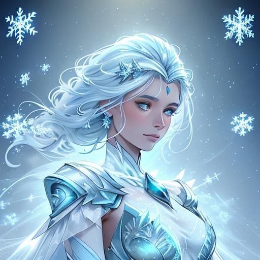 Ethereal Frost Goddess in Snowy Splendor