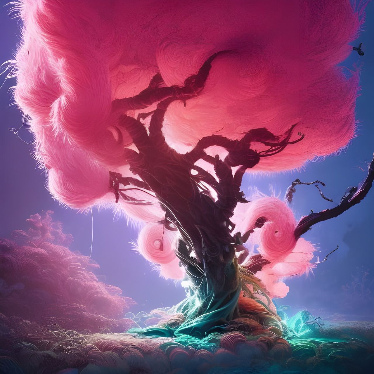 Surreal Fire Tree Blooms in Vibrant 8K Splendor