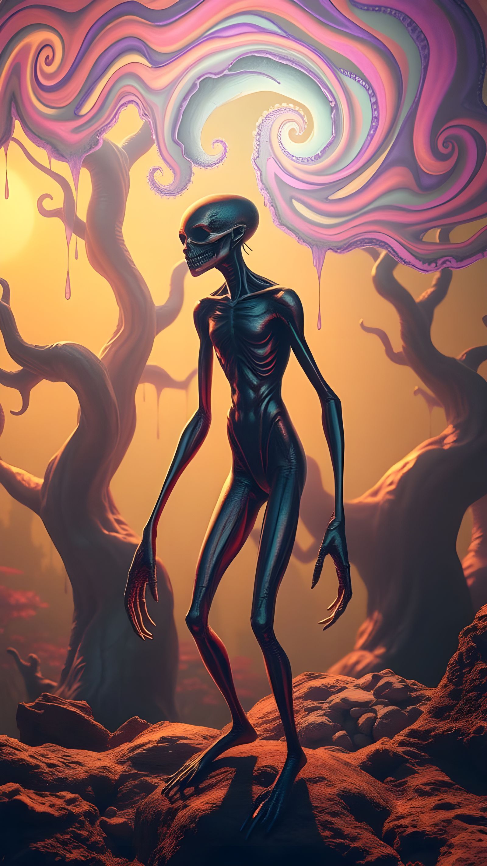 Dreamlike Creature in a Surreal Landscape, Inspired by Dali...