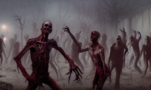 Ethereal Zombie Ballerinas in a Haunting Dark Academic Dance