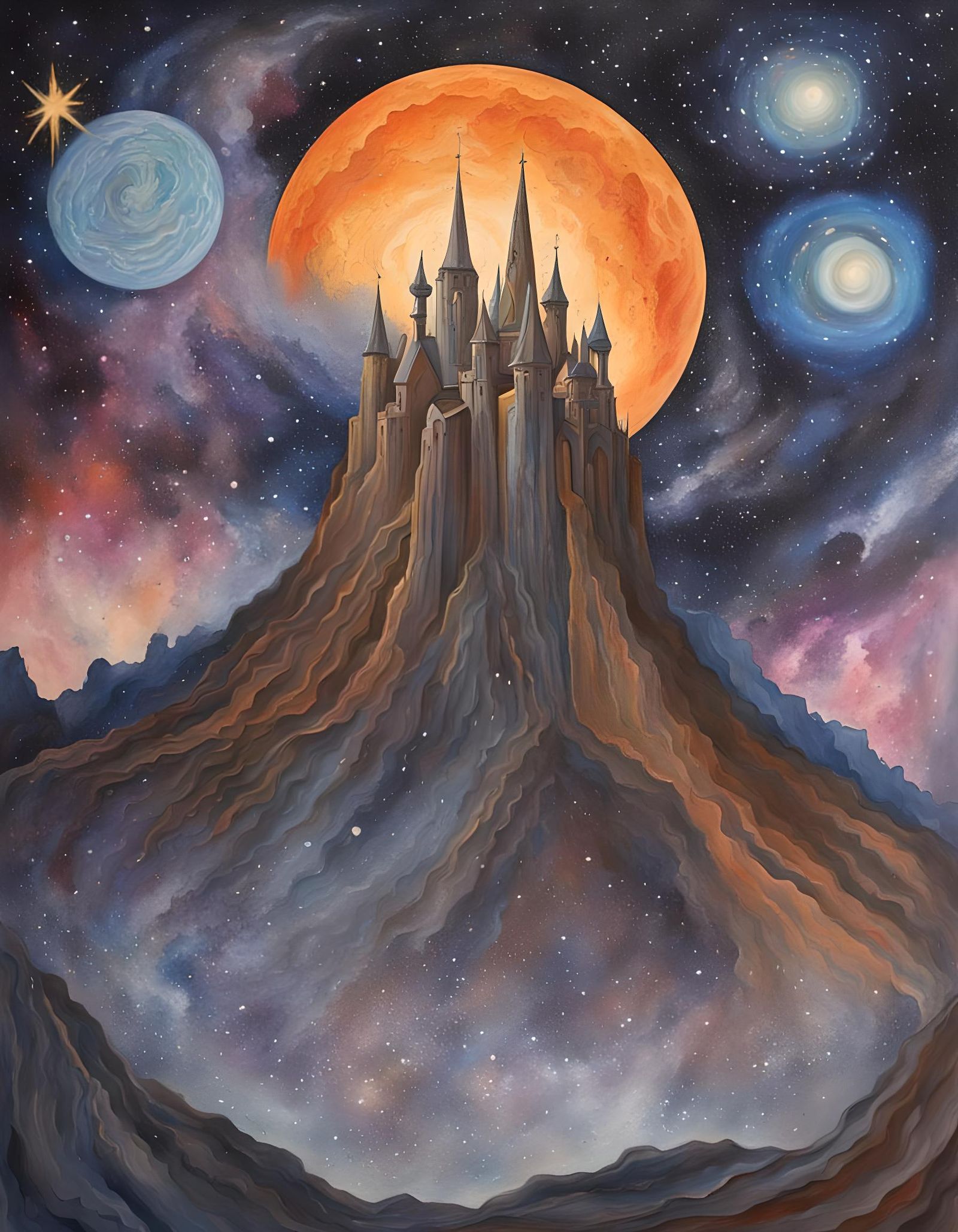 Cosmic Monarch in Vibrant Gouache