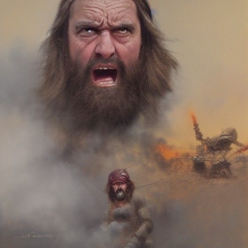 Fear in an Enemy's Eyes in a Dark and Moody Oil Painting