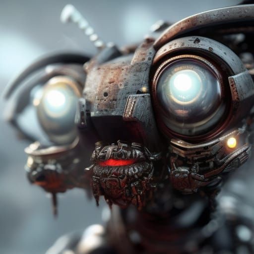 Cyberpunk Dandelion Robot Murder Scene: Detailed Digital Art
