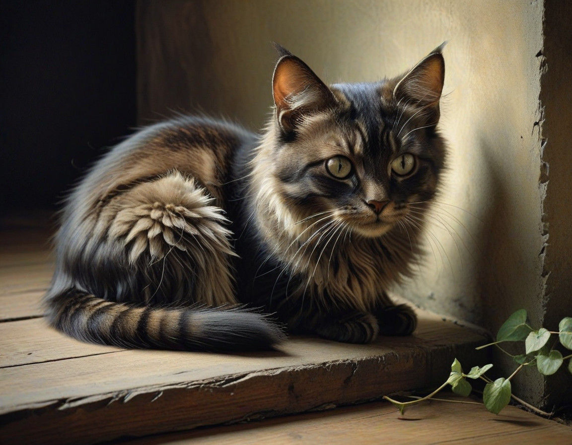 Whimsical Feline Portrait in Watercolor