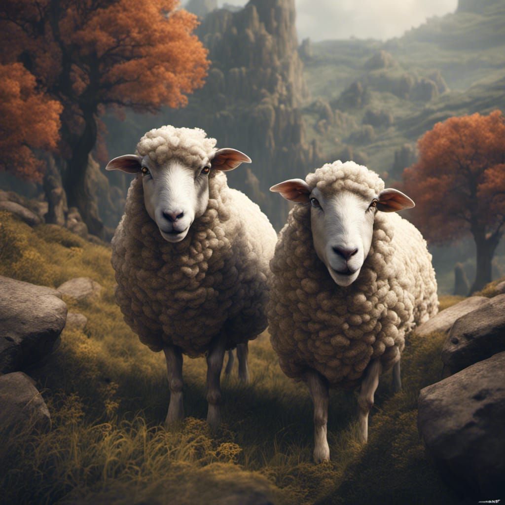 Epic Fantasy Sheep in Vibrant Dreamscapes