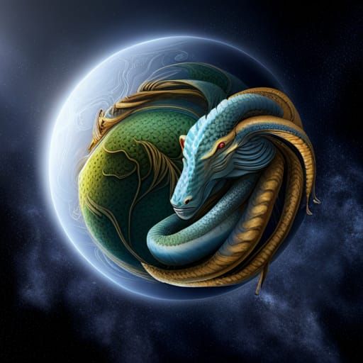 Surreal Eastern Dragon Embodies Celestial Planet