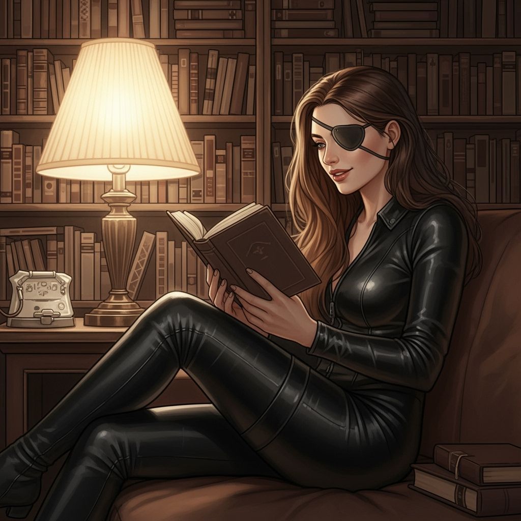 Woman with Eye Patch Reading Book in Digital Art
