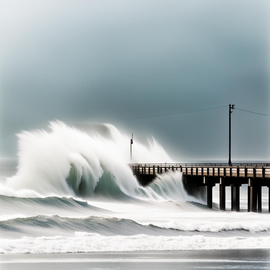 Dramatic Double Exposure Stormy Seascape