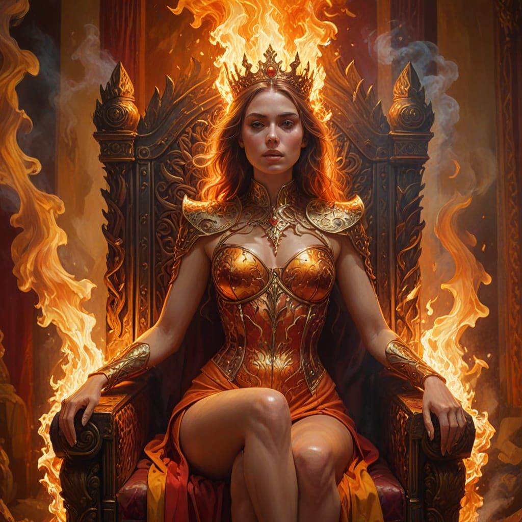 Surreal Burning Throne: A Macro Oil Painting