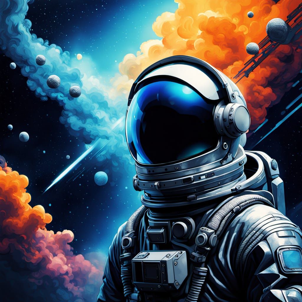Futuristic Astronaut Portrait in Sci-Fi Style