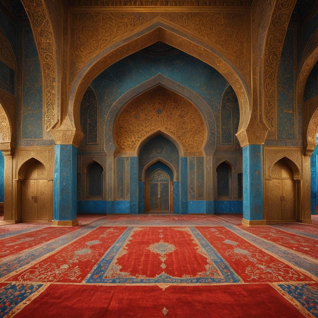 Golden Mosque with Majestic Persian-Inspired Interior