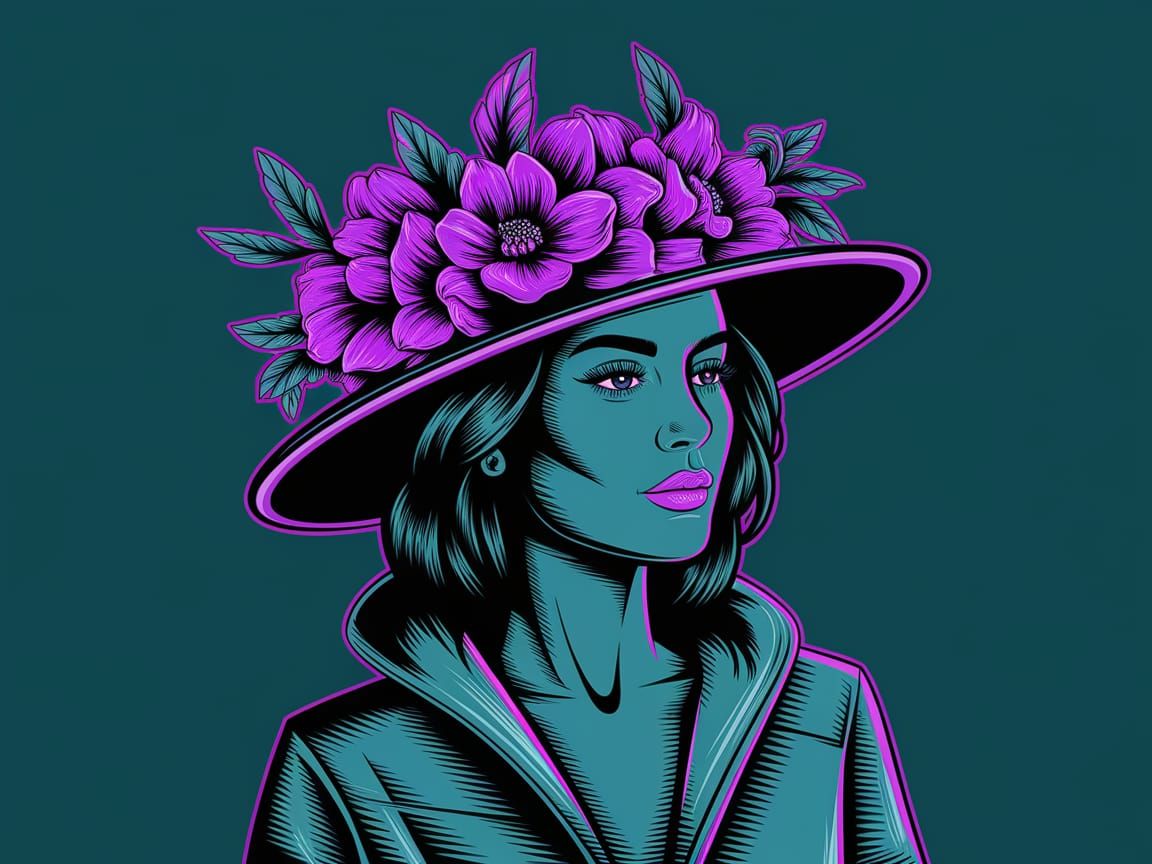 Cyberpunk Woman in Vibrant Purple Attire