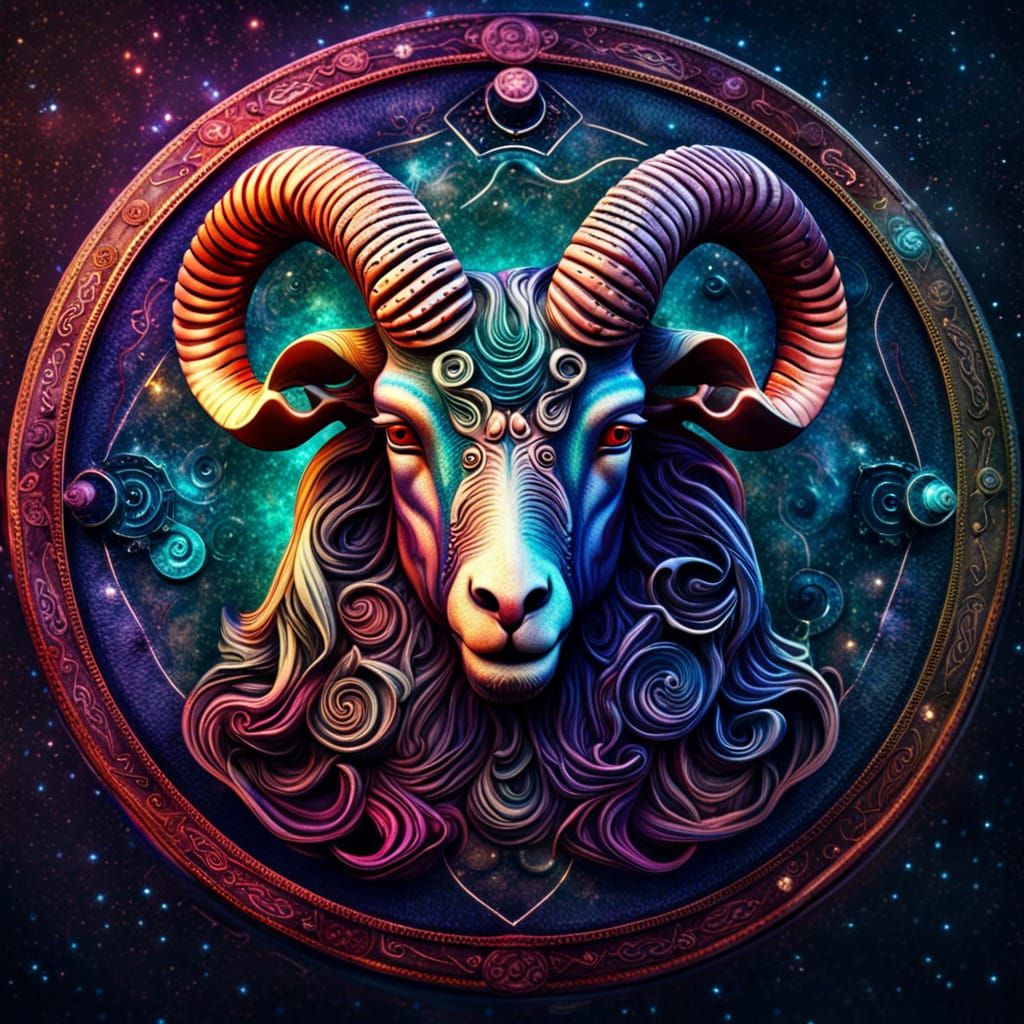 Vibrant Capricorn Zodiac Circle in Hyperrealistic Style
