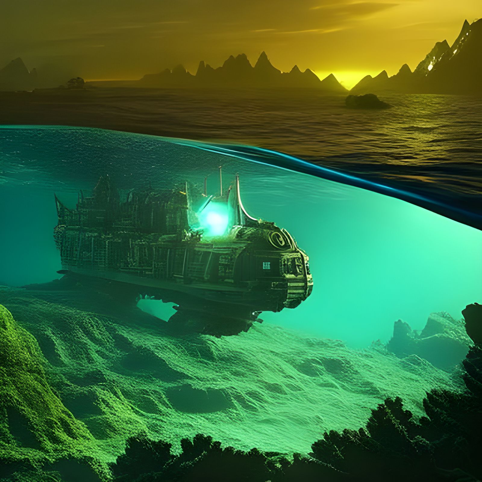 Cinematic Fantasy Submersible Discovers Giant Squid