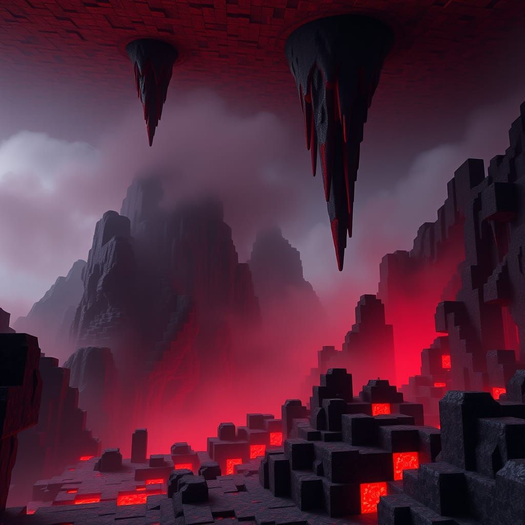 Craggy Maroon Minecraft Brimstone Landscape