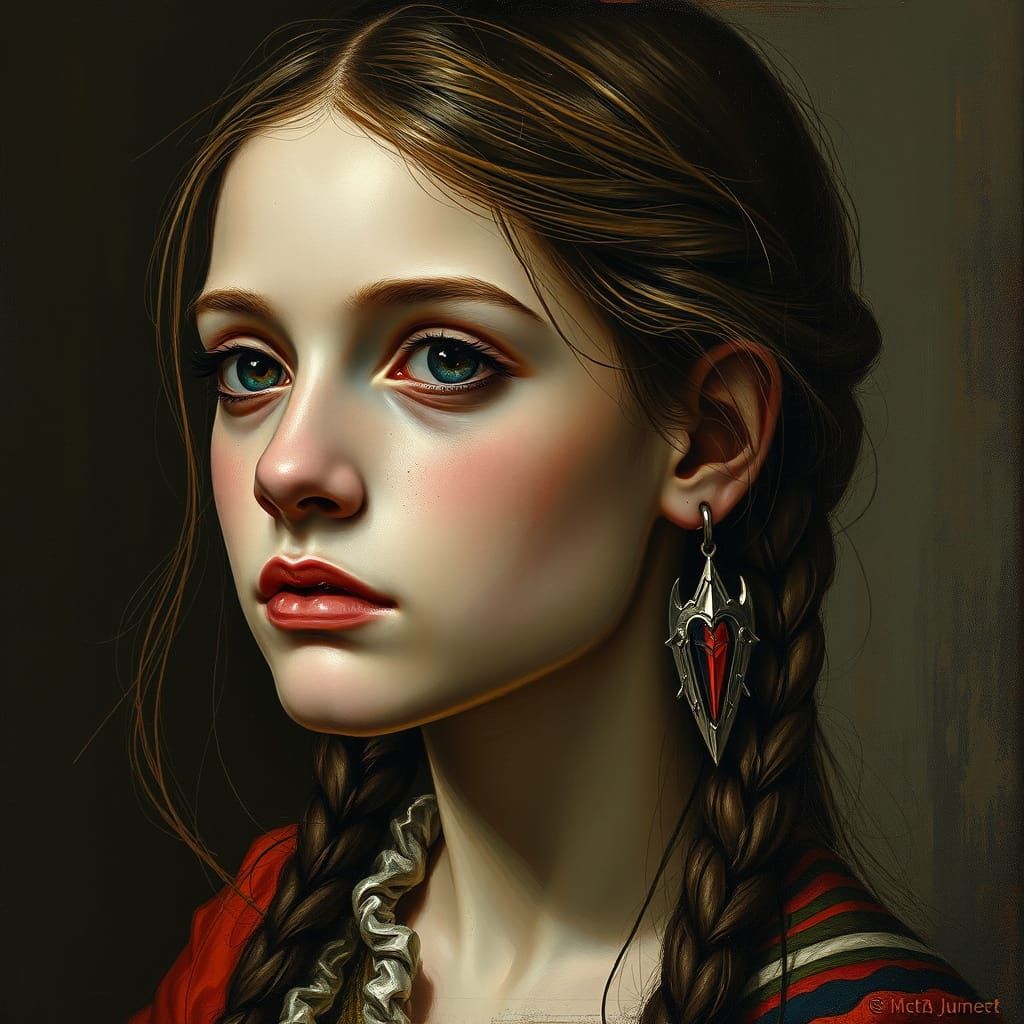 Girl with Glitch Earring in Caravaggio Style