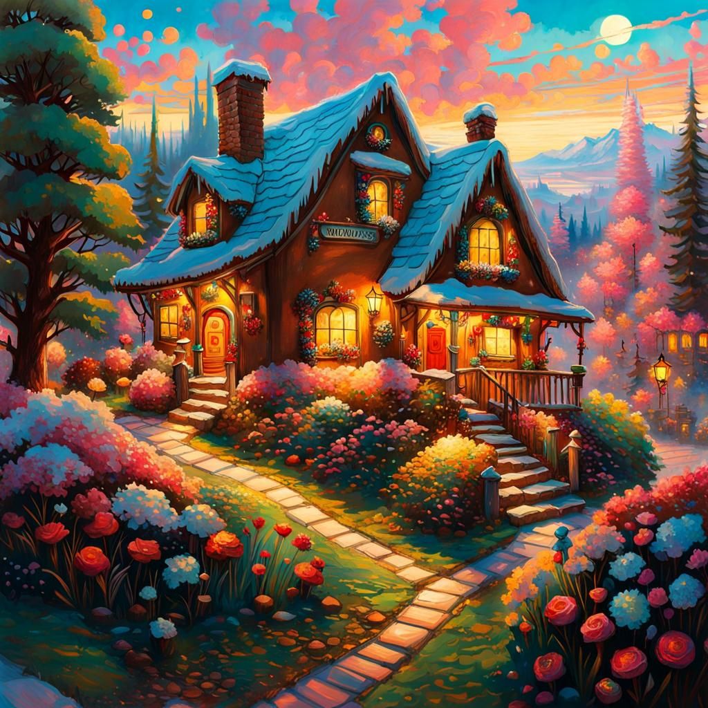Vibrant Candy Village in High Contrast