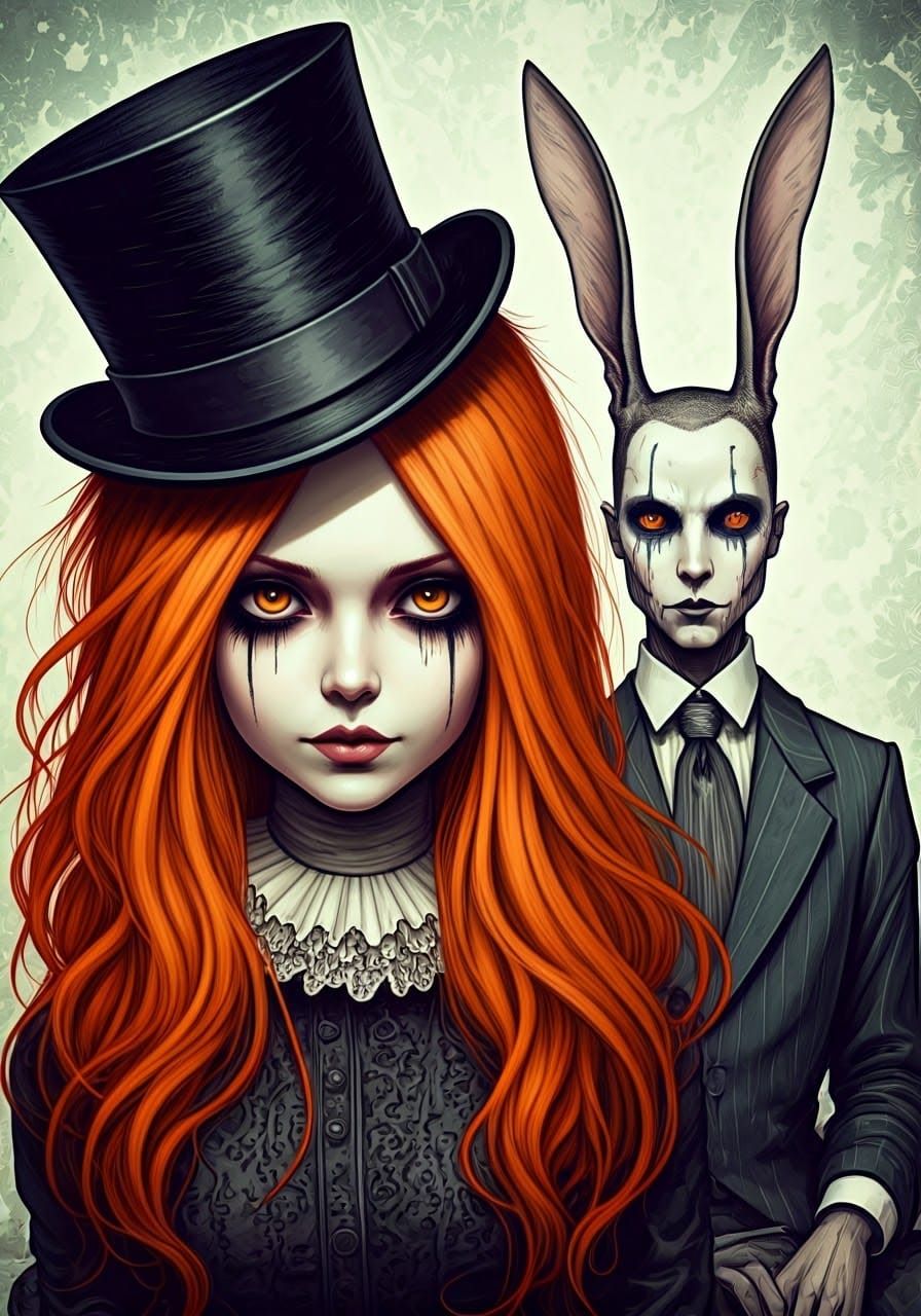 Surreal Victorian Tea Party in Gritty Graphic Novel Style