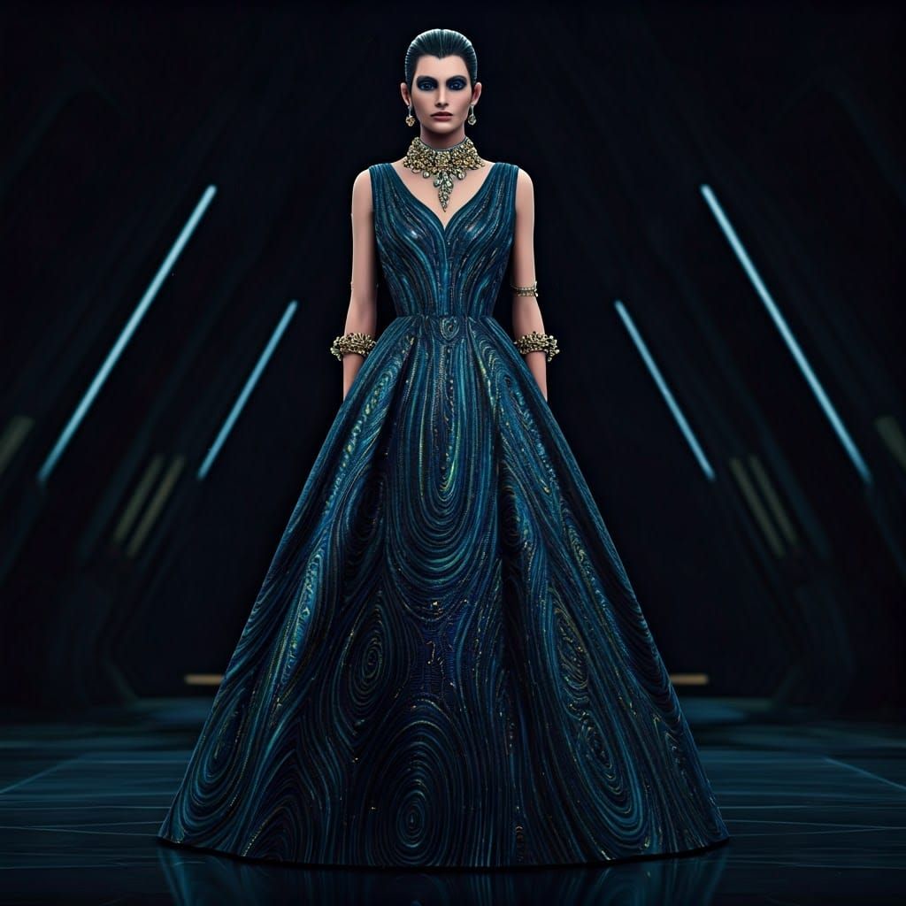 Galactic Goddess in Futuristic Avant-Garde Gown