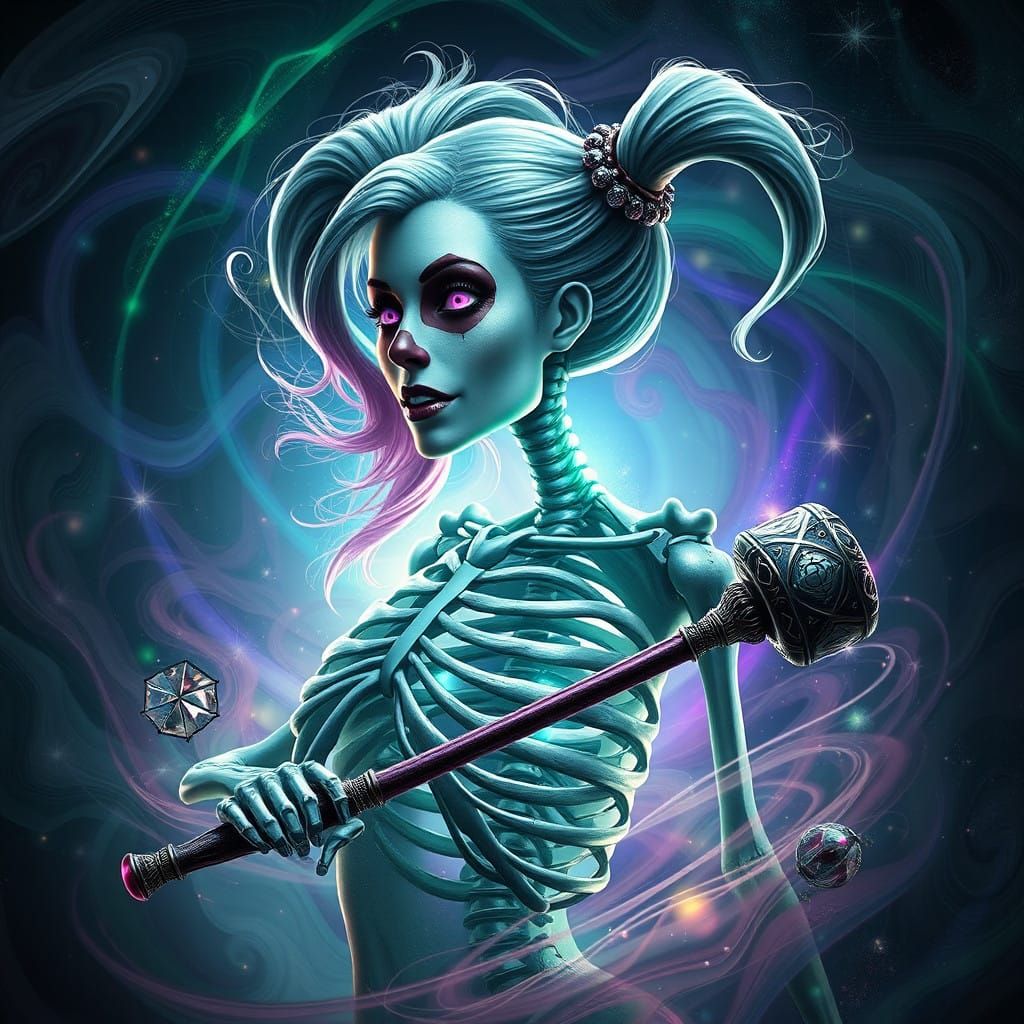 Mesmerizing Harley Quinn: Half Woman, Half Skeleton