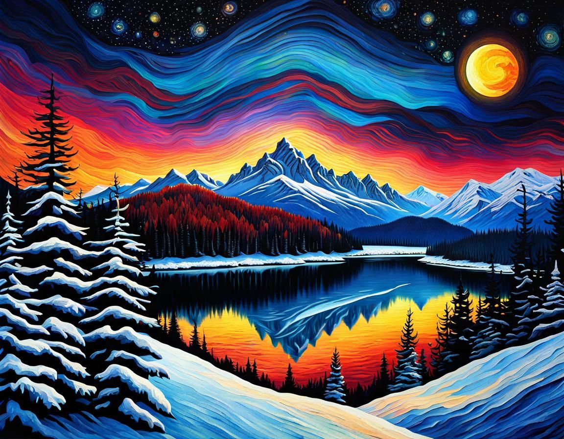 Ethereal Winter Landscape in Soft Watercolors