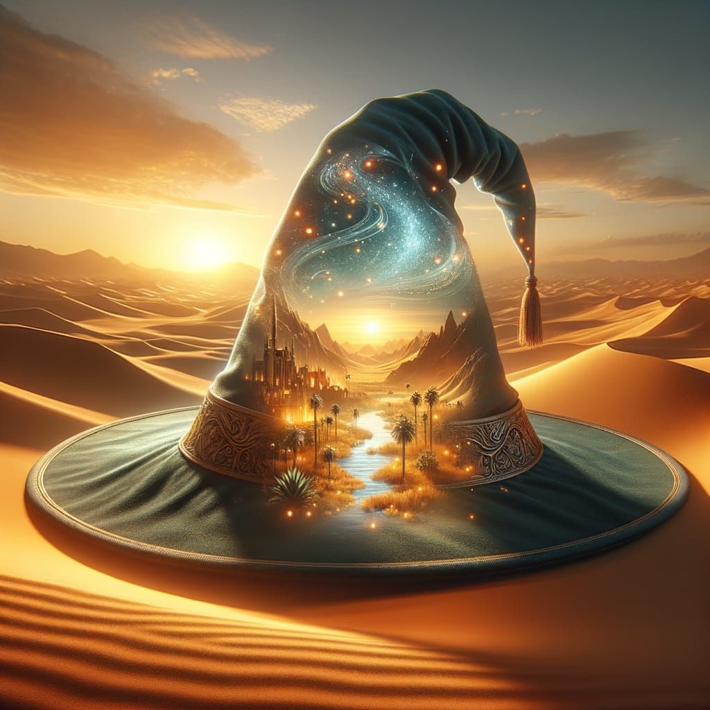Ethereal Desert Wonderland in a Wizard's Hat