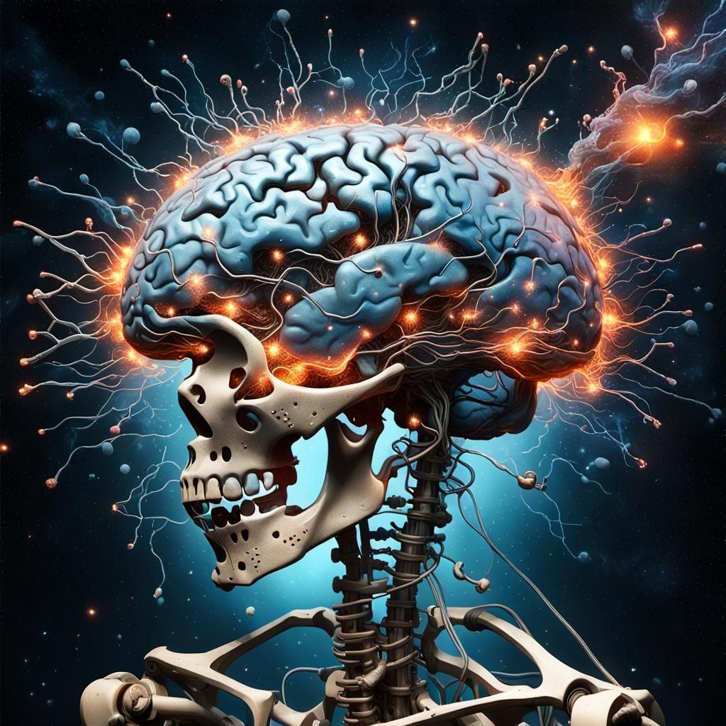 Enchanting Cyberpunk Skeleton Masterpiece in Oil Painting St...